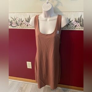 So Real Scoop Neck Tank Dress in Warm Rust